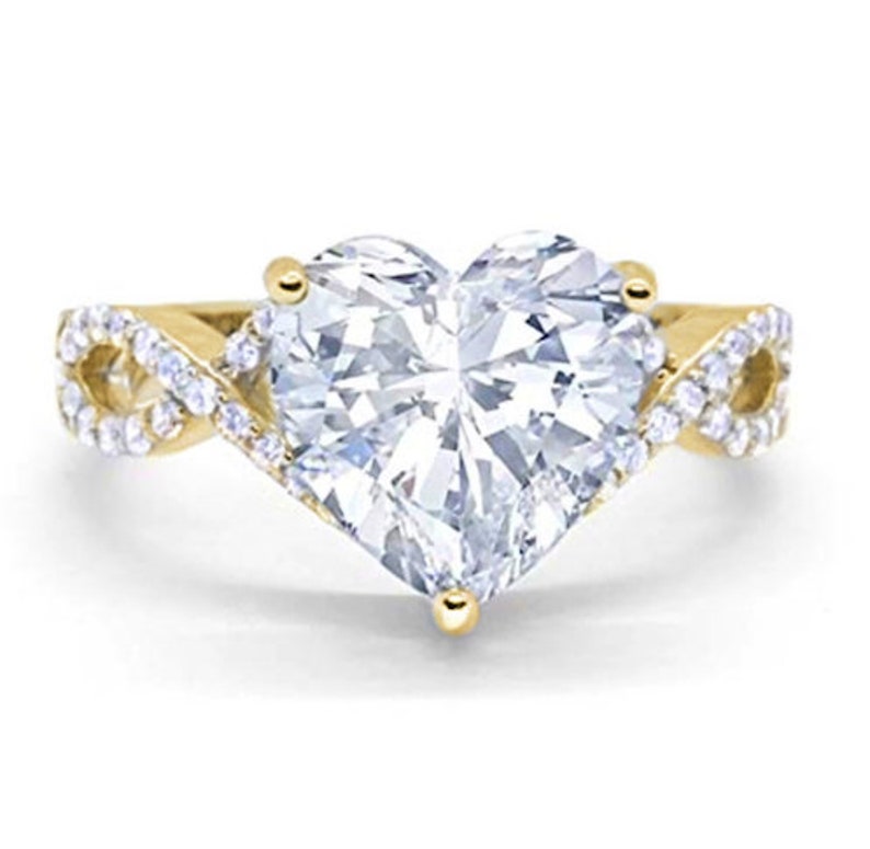 3.00ct Heart Engagement Ring, Infinity Heart Rose Gold Ring, Heart Diamond Statement Ring, Large Heart Ring, Infinity Engagement Ring