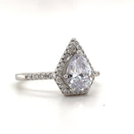 Load image into Gallery viewer, Kite Diamond Engagement Ring, Triangle Halo Engagement Ring, Pear Diamond Halo Ring, Kite Statement Ring, Coffin Unique Engagement Ring