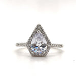 Load image into Gallery viewer, Kite Diamond Engagement Ring, Triangle Halo Engagement Ring, Pear Diamond Halo Ring, Kite Statement Ring, Coffin Unique Engagement Ring