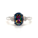 Load image into Gallery viewer, 1.00ct Oval Mystic Topaz Engagement Ring / Oval Rainbow Topaz / Sterling Silver / Proposal Ring Wedding Ring