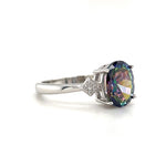 Load image into Gallery viewer, 1.00ct Oval Mystic Topaz Engagement Ring / Oval Rainbow Topaz / Sterling Silver / Proposal Ring Wedding Ring
