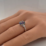 Load image into Gallery viewer, 1.00ct Oval Mystic Topaz Engagement Ring / Oval Rainbow Topaz / Sterling Silver / Proposal Ring Wedding Ring