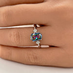 Load image into Gallery viewer, 1.00ct Oval Mystic Topaz Engagement Ring / Oval Rainbow Topaz / Sterling Silver / Proposal Ring Wedding Ring