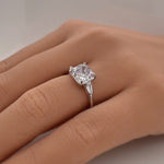 Load image into Gallery viewer, 3.00ct Asscher Cut Solitaire, Art Deco Asscher Diamond with side Baguette, Engagement Ring, Proposal Ring, Bridal Ring, Simulated Diamond