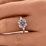 Load image into Gallery viewer, 3.00ct Asscher Cut Solitaire, Art Deco Asscher Diamond with side Baguette, Engagement Ring, Proposal Ring, Bridal Ring, Simulated Diamond