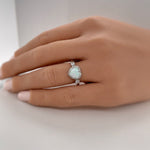 Load image into Gallery viewer, Heart Opal Engagement Ring, Opal Heart Engagement Ring, Opal Wedding Ring, Heart Halo Diamond Ring, Promise Ring, Proposal Ring, Bridal Ring