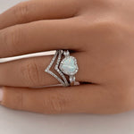 Load image into Gallery viewer, Heart Opal Engagement Ring, Opal Heart Engagement Ring, Opal Wedding Ring, Heart Halo Diamond Ring, Promise Ring, Proposal Ring, Bridal Ring