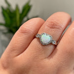 Load image into Gallery viewer, Heart Opal Engagement Ring, Opal Heart Engagement Ring, Opal Wedding Ring, Heart Halo Diamond Ring, Promise Ring, Proposal Ring, Bridal Ring