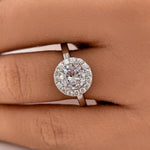 Load image into Gallery viewer, 1.00ct Diamond Engagement Ring, Sterling Silver, Classic Halo Engagement Ring, Minimalist Solitaire Proposal Ring, Sterling Silver /Vermeil