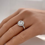 Load image into Gallery viewer, 1.00ct Diamond Engagement Ring, Sterling Silver, Classic Halo Engagement Ring, Minimalist Solitaire Proposal Ring, Sterling Silver /Vermeil