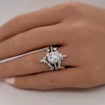 Load image into Gallery viewer, 1.00ct Pear Halo Ring Set, 3 Ring Set, Art Deco Pear Marquise Bands, Teardrop Engagement Ring Set, Wedding Set Sterling Silver with Vermeil