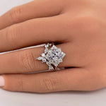 Load image into Gallery viewer, Art Deco Princess Engagement Ring, Princess Diamond, Square Antique Cluster Ring, Wedding Ring Princess Engagement Ring