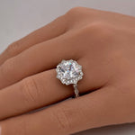 Load image into Gallery viewer, Art Deco Cushion Engagement Ring, Cushion Cut Diamond, Antique Ring, Wedding Ring, Art Deco Halo Proposal Ring