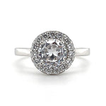 Load image into Gallery viewer, 1.00ct Diamond Engagement Ring, Sterling Silver, Classic Halo Engagement Ring, Minimalist Solitaire Proposal Ring, Sterling Silver /Vermeil