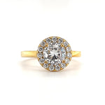 Load image into Gallery viewer, 1.00ct Diamond Engagement Ring, Sterling Silver, Classic Halo Engagement Ring, Minimalist Solitaire Proposal Ring, Sterling Silver /Vermeil