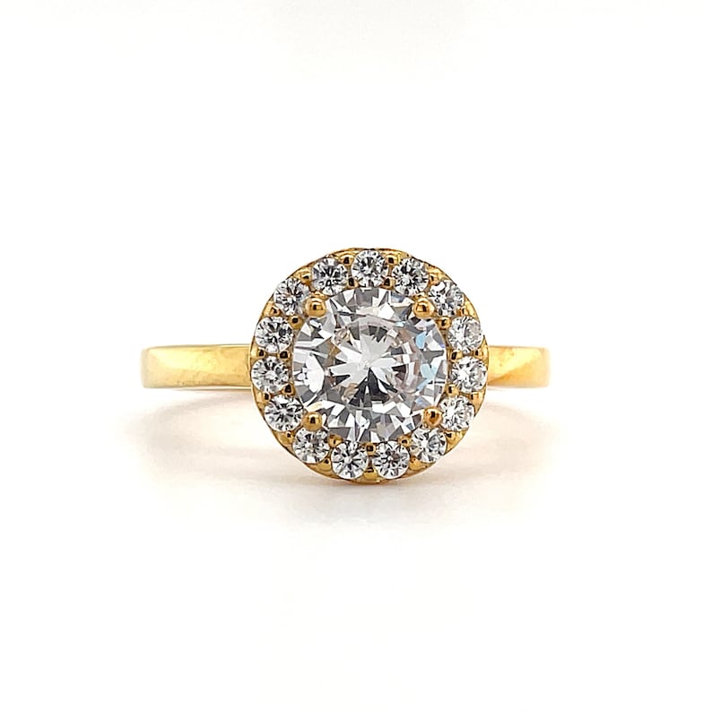1.00ct Diamond Engagement Ring, Sterling Silver, Classic Halo Engagement Ring, Minimalist Solitaire Proposal Ring, Sterling Silver /Vermeil