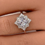 Load image into Gallery viewer, Art Deco Princess Engagement Ring, Princess Diamond, Square Antique Cluster Ring, Wedding Ring Princess Engagement Ring
