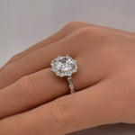 Load image into Gallery viewer, Art Deco Cushion Engagement Ring, Cushion Cut Diamond, Antique Ring, Wedding Ring, Art Deco Halo Proposal Ring