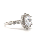 Load image into Gallery viewer, Art Deco Cushion Engagement Ring, Cushion Cut Diamond, Antique Ring, Wedding Ring, Art Deco Halo Proposal Ring
