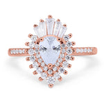 Load image into Gallery viewer, Pear Art Deco Cluster Engagement Ring, Pear Baguette Cluster, Wedding Ring, Simulated Diamonds, Bridal Ring Art Deco