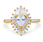 Load image into Gallery viewer, Pear Art Deco Cluster Engagement Ring, Pear Baguette Cluster, Wedding Ring, Simulated Diamonds, Bridal Ring Art Deco