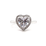 Load image into Gallery viewer, 1.00ct Heart Diamond Halo Engagement Ring, Heart Bridal Ring, Proposal Ring, Simple Heart Ring, Sterling Silver with Simulated Diamonds