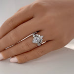 Load image into Gallery viewer, Teardrop Art Deco Engagement Ring Set, Diamond Bridal Set, Art Deco Fitted Ring Set, Sterling Silver, Bridal Ring Set Simulate Diamonds