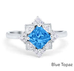 Load image into Gallery viewer, Art Deco Princess Engagement Ring, Princess Diamond, Square Antique Cluster Ring, Wedding Ring Princess Engagement Ring