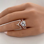 Load image into Gallery viewer, 3.00ct Heart Engagement Ring Set, Infinity Heart Ring with Fitted Chevron Band , Heart Diamond Ring Set, Wedding Ring Set