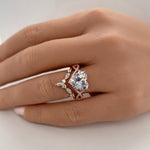 Load image into Gallery viewer, 3.00ct Heart Engagement Ring, Infinity Heart Rose Gold Ring, Heart Diamond Statement Ring, Large Heart Ring, Infinity Engagement Ring
