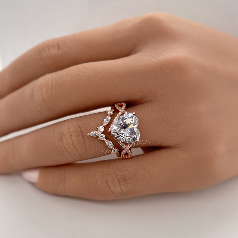 3.00ct Heart Engagement Ring, Infinity Heart Rose Gold Ring, Heart Diamond Statement Ring, Large Heart Ring, Infinity Engagement Ring