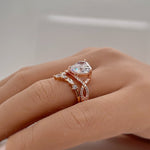 Load image into Gallery viewer, 3.00ct Heart Engagement Ring Set, Infinity Heart Ring with Fitted Chevron Band , Heart Diamond Ring Set, Wedding Ring Set