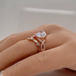 Load image into Gallery viewer, 3.00ct Heart Moissanite Engagement Ring Set, Infinity Heart Ring with Fitted Chevron Band, Wedding Ring Set, Genuine Heart Moissanite