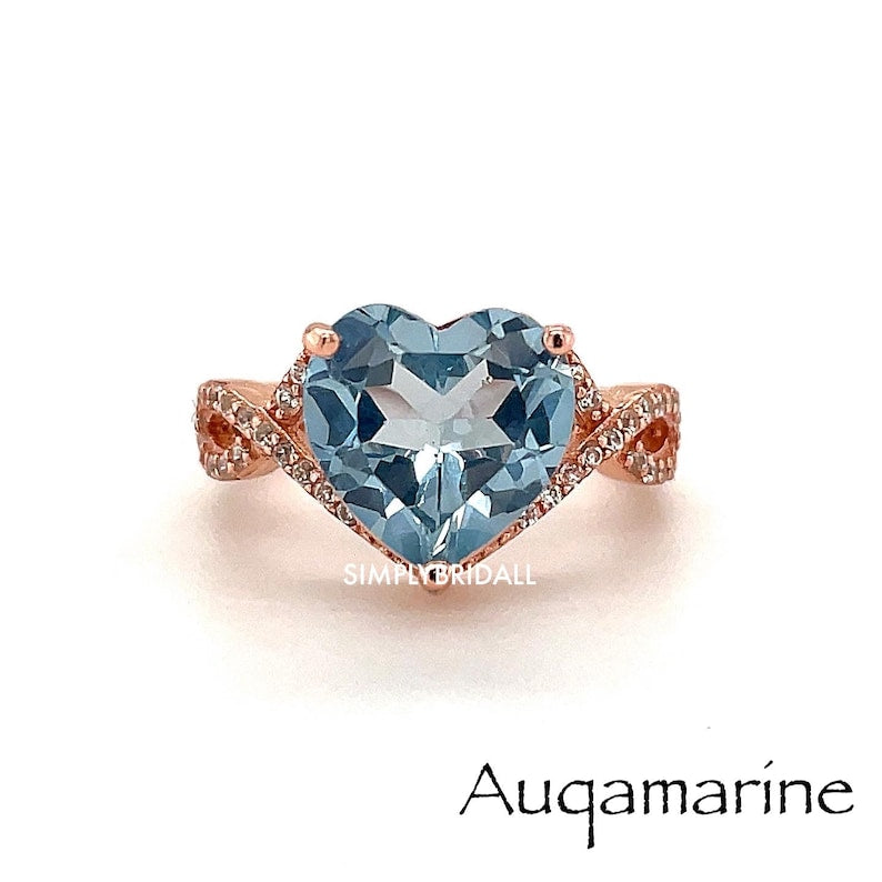 3.00ct Heart Engagement Ring Set, Infinity Heart Ring with Fitted Chevron Band , Heart Diamond Ring Set, Wedding Ring Set