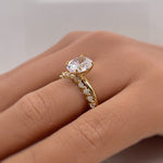 Load image into Gallery viewer, 2.50ct Oval Moissanite Engagement Ring, Solitaire Oval Moissanite Ring, Sterling Silver with Vermeil