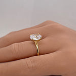 Load image into Gallery viewer, 2.50ct Oval Moissanite Engagement Ring, Solitaire Oval Moissanite Ring, Sterling Silver with Vermeil