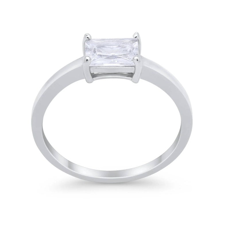 1.00ct Horizontal Radiant Diamond Ring, Radiant Cut Horizontal Engagement Ring, Solitaire Radiant Ring, East West Diamond Ring