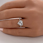 Load image into Gallery viewer, 1.00ct Heart Diamond Engagement Ring, Heart Diamond Halo Engagement Ring, Promise Ring, Sterling Silver with Gold and Rose Gold Vermeil