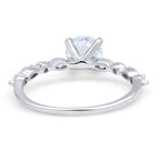 Load image into Gallery viewer, 1.00ct 4 Prong Round Moissanite Solitaire Ring, Art Deco Solitaire Ring Marquise Side Stones, Sterling Silver with Gold / Rose Gold Vermeil