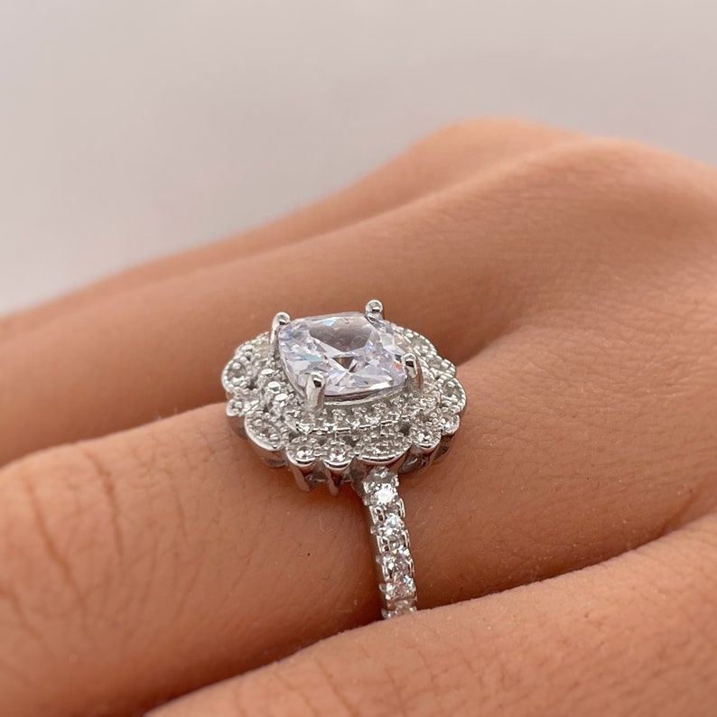 2.50ct Art Deco Cushion Cut Engagement Ring, Cushion Cut Diamond, Antique Ring, Wedding Ring, Art Deco Proposal Ring, Bridal Ring