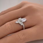 Load image into Gallery viewer, Art Deco Pear Engagement Ring, Pear Cluster, Wedding Ring ,Pear Diamond, Art Deco Engagement Ring, Accent Ring