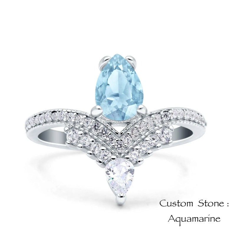 Art Deco Pear Engagement Ring, Pear Cluster, Wedding Ring ,Pear Diamond, Art Deco Engagement Ring, Accent Ring