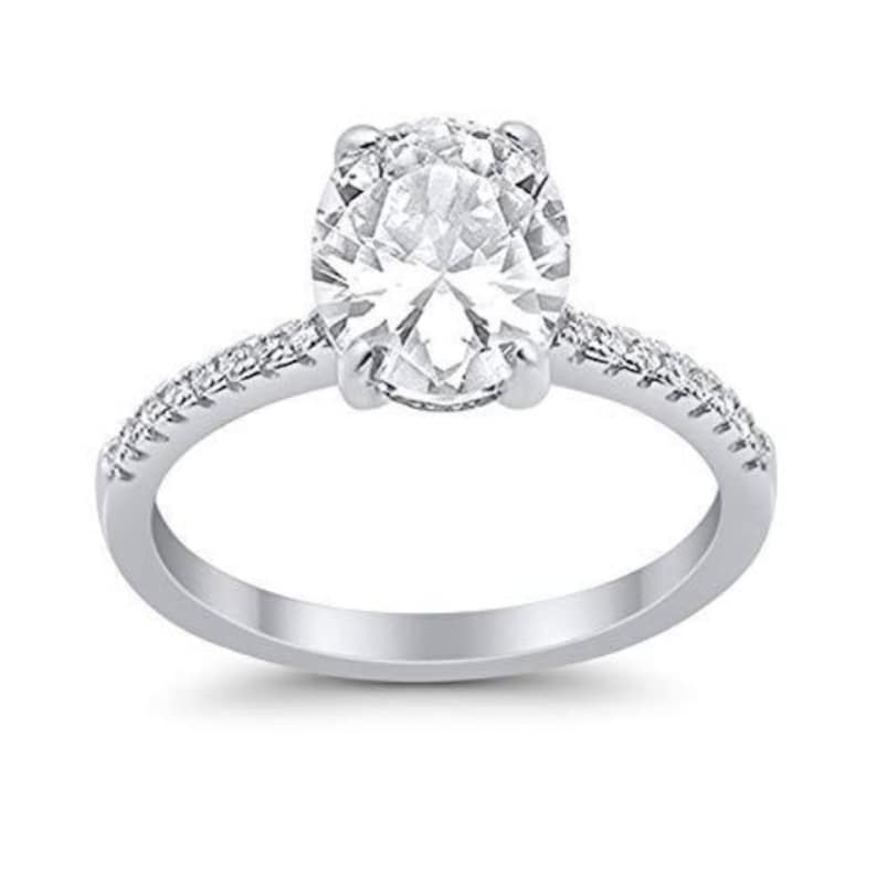 2.50ct Oval Moissanite Engagement Ring, Oval Engagement Ring, Proposal Ring, Bridal Ring, Moissanite with Certificate, Hidden Halo