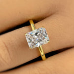 Load image into Gallery viewer, 2.50ct Radiant Cut Moissanite Engagement Ring, Radiant Solitaire Ring, Moissanite, Sterling Silver, Gold, Rose Gold Vermeil