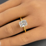 Load image into Gallery viewer, 2.50ct Radiant Cut Simulated Diamond Engagement Ring, Radiant Solitaire Ring, Sterling Silver, Gold, Rose Gold Vermeil