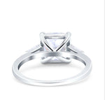 Load image into Gallery viewer, 3.00ct Asscher Cut Solitaire, Art Deco Asscher Diamond with side Baguette, Engagement Ring, Proposal Ring, Bridal Ring, Simulated Diamond