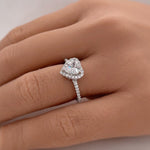 Load image into Gallery viewer, 1.00ct Heart Diamond Engagement Ring, Heart Diamond Halo Engagement Ring, Promise Ring, Sterling Silver with Gold and Rose Gold Vermeil