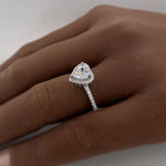 Load image into Gallery viewer, 1.00ct Heart Diamond Engagement Ring, Heart Diamond Halo Engagement Ring, Promise Ring, Sterling Silver with Gold and Rose Gold Vermeil