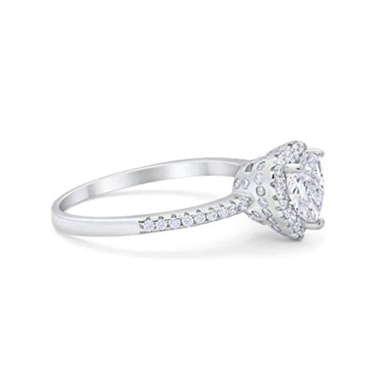 1.00ct Heart Diamond Engagement Ring, Heart Diamond Halo Engagement Ring, Promise Ring, Sterling Silver with Gold and Rose Gold Vermeil