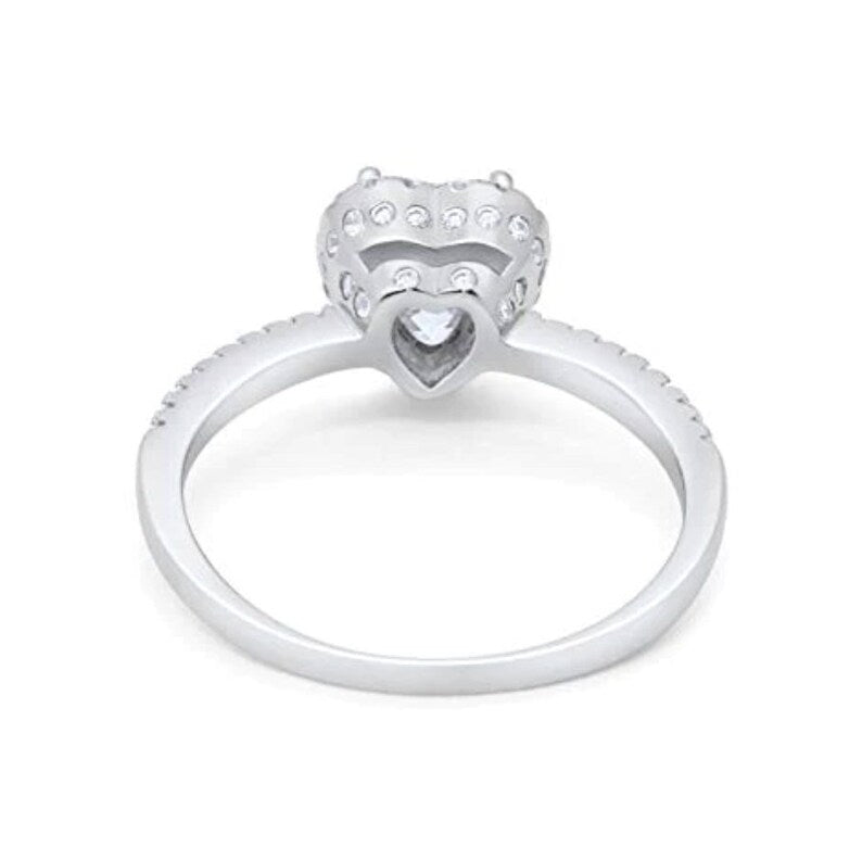 1.00ct Heart Diamond Engagement Ring, Heart Diamond Halo Engagement Ring, Promise Ring, Sterling Silver with Gold and Rose Gold Vermeil